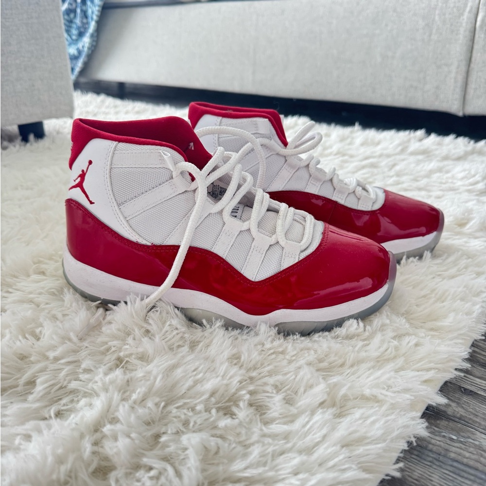 Jordan Women’s Red and White Sneakers